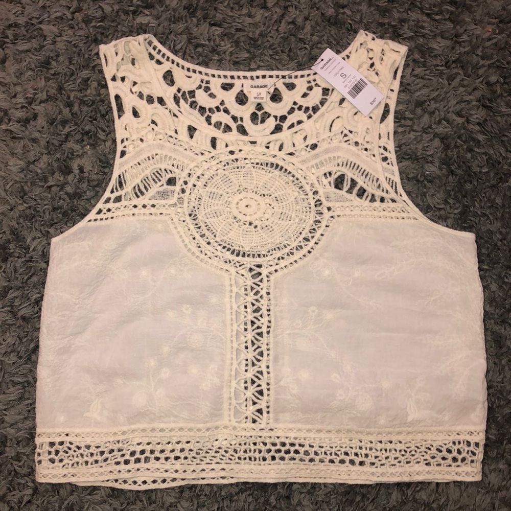 Garage Cream Colored Crochet Top